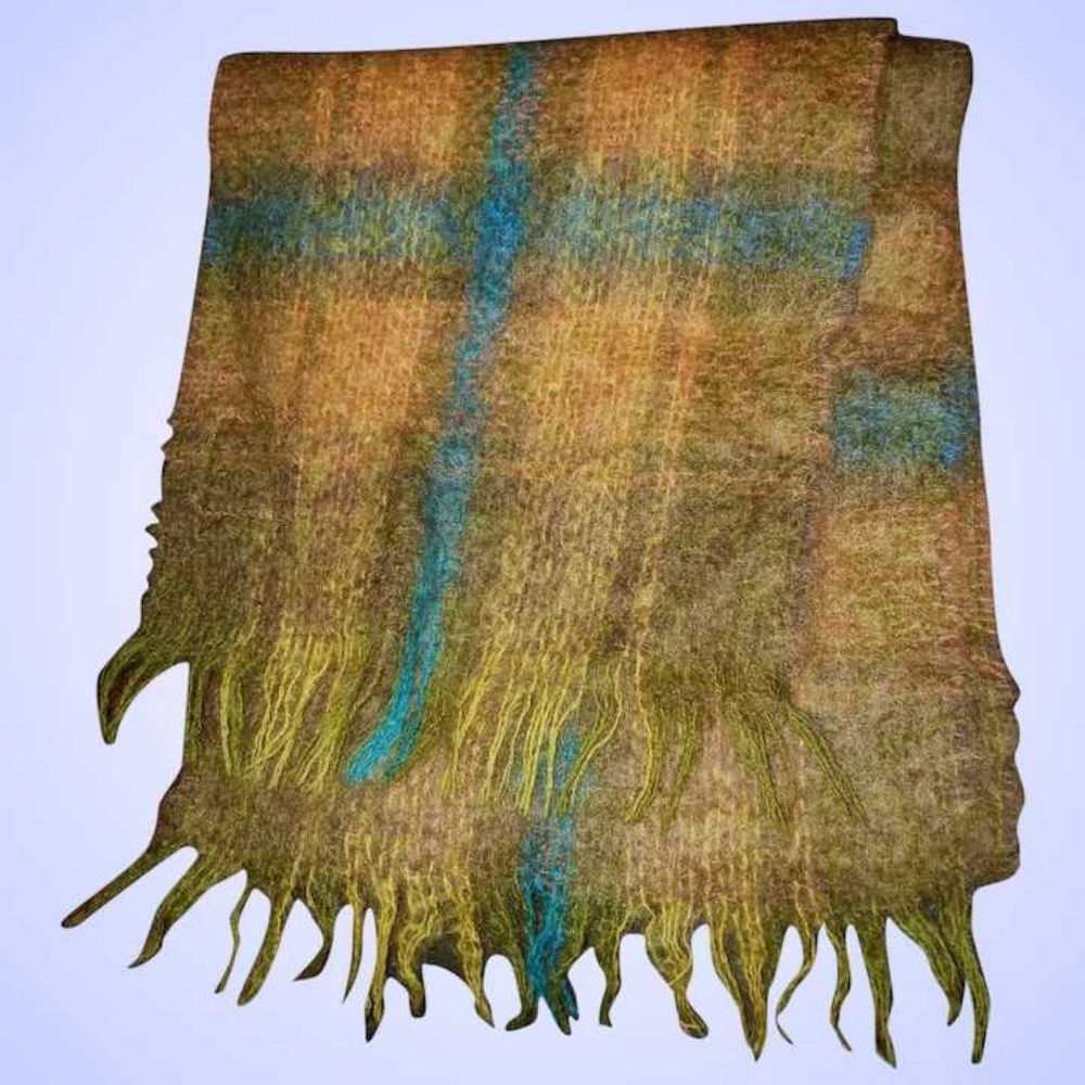 Vintage Glentana All Mohair Pile Wool Fringed Scar